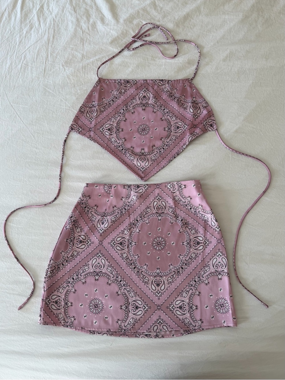 Pink/Purple Paisley Western Two-Piece Tank and Skirt Set
